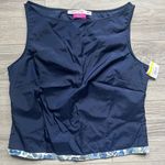 NEW Coming of Age NYC Liberty Fabric Navy Blue Sleeveless Tank Rose Trim Size L Size L Photo 0
