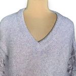 Madewell Fringe Sleeve Pullover Sweater Loose Knit Pastel Lavender Drop Shoulder Photo 4