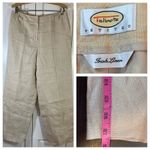 Talbots  Petites Irish Linen Beige Wide Leg Cropped‎ Pants Size 12 Career Office Photo 9