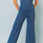 Pink Lily  Classic Blue Denim jumpsuits wide leg Photo 0