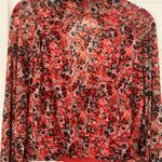 Free People  Floral Red Turtle Neck Top Photo 1