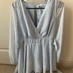 TJ Maxx Light blue and white long sleeve romper Photo 0
