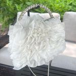 Sincerely Jules, silver rhinestone and white ruffled satchel Photo 3
