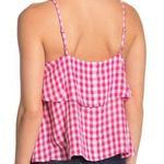 Abound New  Gingham Tiered Camisole Layered Ruffle Tank Top Pink White Photo 1