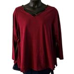 Belle by Kim Gravel Long Sleeve Top, Faux Leather Trim Photo 1