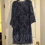Soft Surroundings Paisley sheer Dress Crochet Detail Bell Sleeve Boho Medium Photo 8