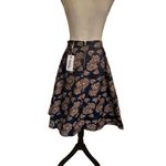Endless Rose Floral A-Line Jacquard Pleated Skirt Navy Gold Size S/M Romantic Photo 6
