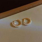 White Pearl Small Gold Hoop Earrings for Women Photo 0
