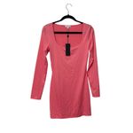 Gianni Bini  NWT Pink Icon Knit Scoop Neck Long Sleeve Mini Dress Size Large Photo 2