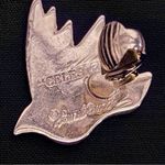 Vintage Laurel Burch Celeste Clip On Enamel bird earrings. Lavender, cream, gold Purple Photo 2