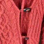 Icelandic Design Wool Blend Sweater Women's Small Red Cable Knit Button Cardigan Photo 2