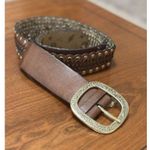 Betsey Johnson Vintage Brown Braided Leather Belt with Studs – 39” Photo 1