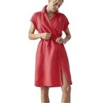 Athleta NWT Playa Wrap Dress 100% Linen Pink Coral Size 6 Photo 1