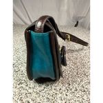 Tignanello Vintage Teal & Brown Leather Crossbody Bag Adjustable Strap Photo 4