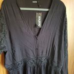 Boohoo Dress NWT Plus 16 1X Black Lacy Gauze Beach NEW Boho Long Sleeve Lace Photo 4
