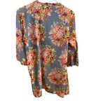 Vintage Dusty blue Floral cotton Robe /duster / kimono Size M Photo 2