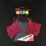Pink & Black Zebra Striped Diamond Shape Earrings Photo 0