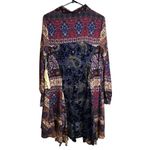 Aratta Silent Journey Boho‎ Paisley Floral Velvet Burnout Tunic Dress Large Blue Photo 8