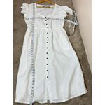 Lands' End Women's Petite Linen Sweetheart Button Front Midi Dress Flutter Sleeve Small Photo 9