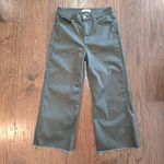 Zenana Outfitters DOP-1617A High Rise Flare Cropped Army Green Chino Pants Raw Hem Work Photo 5