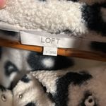 Loft NWT Henley Sweater Multicolor Size M Cheetah Sherpa Long Sleeve 1/4 Snap Photo 3