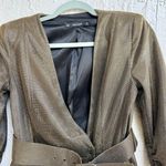 ZARA 3/4 Sleeve Wrap Belt Metallic Blazer Mini Dress Gold-green Women's Small Photo 4
