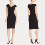 RALPH LAUREN Stretch Jersey Cowl Neck Cap Sleeve Dress in Black Size 12 NWT Photo 1