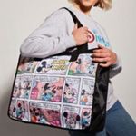 Disney Mickey Minnie Mouse Comic Strip Zipper Tote Travel Overnight Large Bag Photo 3