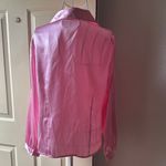Jaclyn Smith  Pink Satin Button Down Shirt Photo 3