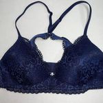 Aerie  Womens Padded Bra Size 32B Navy Blue Lace Strappy Photo 0