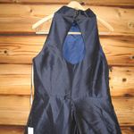 Monique Lhuillier High Neck Evening Gown Dress Navy Pockets Photo 10