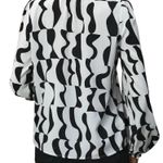 Women's Chevron Wrinkle High Neck Mock Long Sleeve Blouse Photo 1