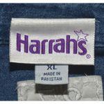 Harrah's Casino Blue Denim Button Up Shirt Top Size XL Cotton Embroidered Logo Photo 7