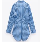 ZARA Cotton Poplin Striped Hourglass Fitted Belted Shirt Dress Small Photo 4