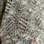 J.Jill Blue and white Open-Textured V-Neck hoodie Sweater Photo 7