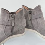Linea Paolo  boots women's 7 ankle wedge side zip gray suede leather Photo 6