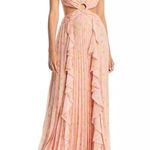 AQUA  Formal Floral Cutout A-Line Long Gown Dress Ruffle Skirt Peach 12 NWT Photo 0