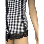 Frederick's of Hollywood Frederick’s Gingham Corset Style Button Up Tank Top With Lace Trim Photo 1