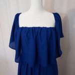 Rsvp NWT! SUGARLIPS Royal Blue Chiffon Shoulder Ruffle A-line Maxi Formal Dress Photo 2