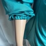 Marc New York  Women’s Size L Teal Ruched V-Neck Blouse Long Sleeve Photo 2