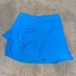 Mango Blue Asymmetrical Ruffle Trim Mini Skirt Size S Photo 2