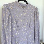 Forever 21 Lilac Lavender Ditsy Floral High Neck Victorian Open Back Boho Empire Maxi Dress Photo 2