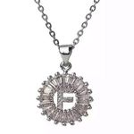 Silver Initial Crystal Pendant Necklace A Photo 0