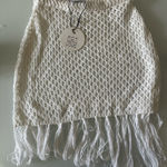 Elegant White Fringe Mini Skirt Photo 0