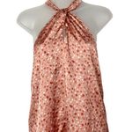 Nordstrom Love Ady Pink Printed Satin Twist High Neck Tank Top XS Photo 1