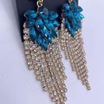nOir luxury dangle flower crystal tassel long earrings- New Photo 3