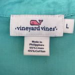Vineyard Vines  Seafoam Green Linen Blend Popover‎ Tunic Top Shirt Sz Large Photo 4