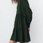 ZARA Women's Green Long Sleeve Babydoll Swing Mini Dress Photo 2