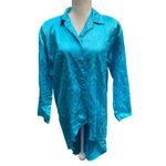 Vintage TJunior Tunic Blouse Shirt Top Womens XL Rare 80s Blue Back Fan Retro Size L Photo 7
