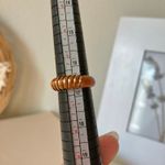 Carved Wood Gold Band Ring “Blathnaid” Bohemian Rustic Minimist Neutral Jewelry Brown Photo 9